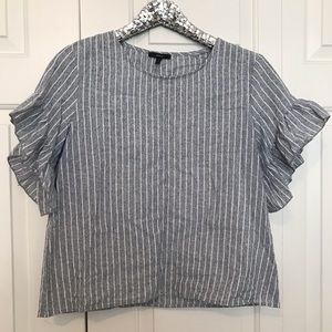 Drew Blue & White Striped Blouse M